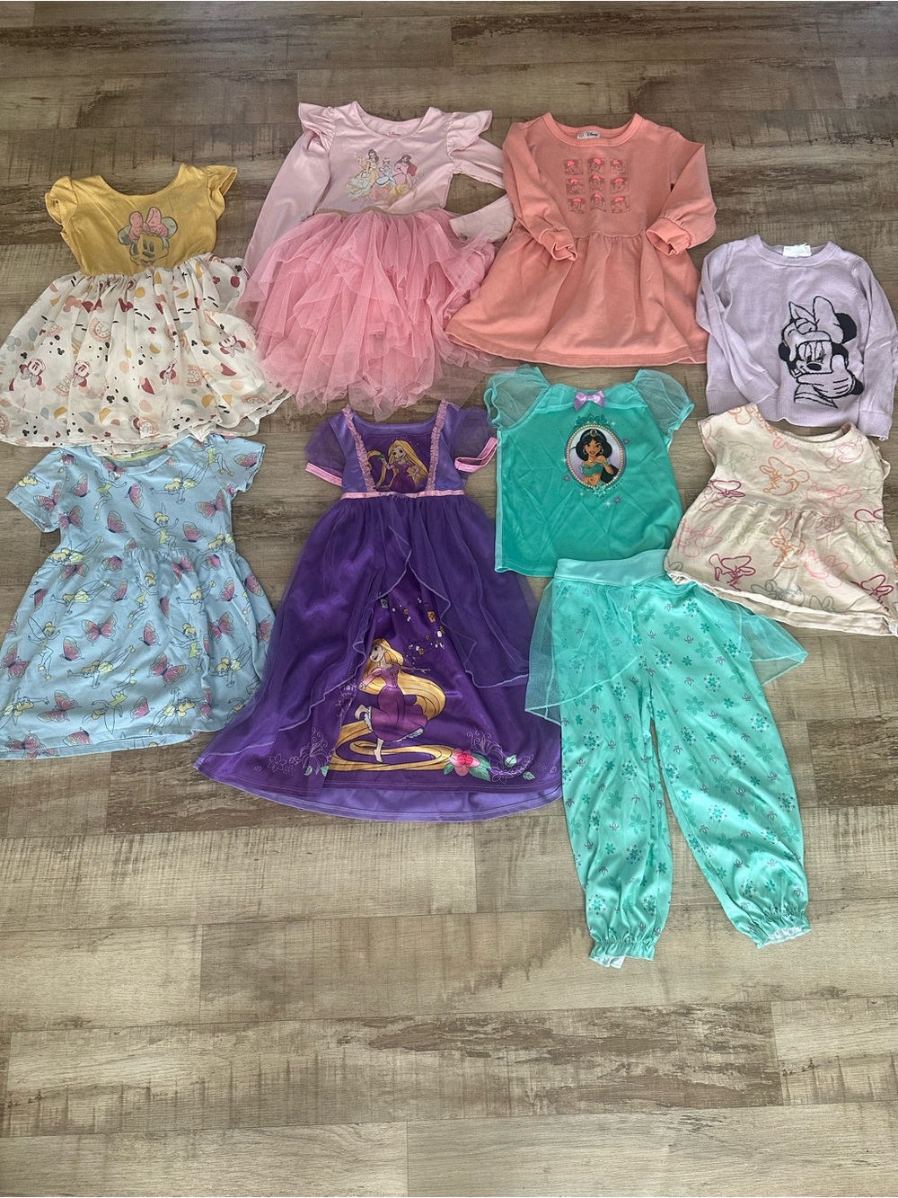 Girls Mixed Princess & Character Dress Lot - Pastel Pink, Purple, Teal, Yellow